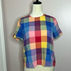 XS NWT Madewell short sleeve multicolored button up back blouse.